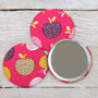 Pink Apple Print Fabric Handbag Mirror, thumbnail 1 of 4