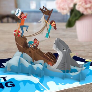 We're In The Same Boat 3D Pop Up Funny Birthday Card, 7 of 7