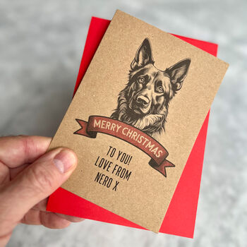 Personalised German Shepherd Dog Portrait Christmas Card, 2 of 2