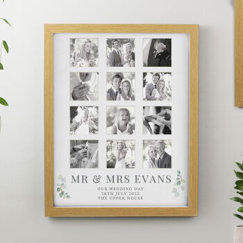 Personalised Botanical Oak Multi Photo Frame Wedding Gift, 3 of 6