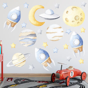 Space Rockets Planets And Stars Wall Sticker Set, 3 of 5
