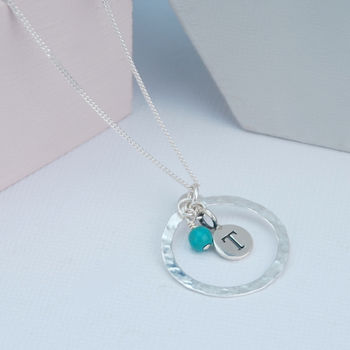 Hammered Sterling Silver Birthstone Necklace, 4 of 12