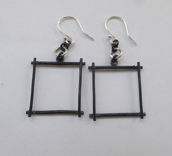 Silver Square Drop Earrings, 3 of 9