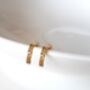 Karma Solid Gold Hoop Earrings With Three Diamonds, thumbnail 4 of 6