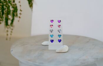Heart Shaped Purple Glass And Sterling Silver Studs, 5 of 9