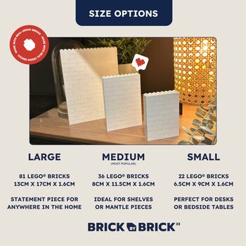 Personalised Lego® Brick Heart Photo Block Gift. Custom Love Keepsake For Birthday, Couples Celebrations, 4 of 5