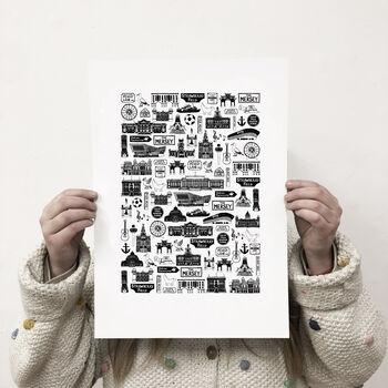 Liverpool Illustrated Black And White Print, 3 of 7