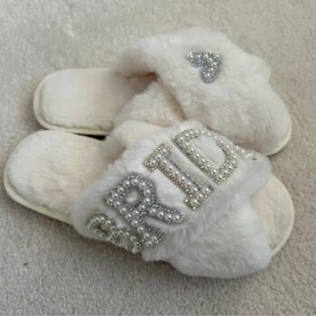Bride To Be Personalised Pearl Slippers, 3 of 3