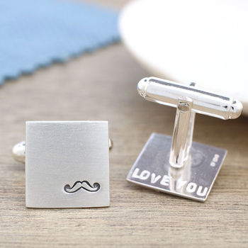 Personalised Moustache Cufflinks. Gift For Dad, 5 of 10