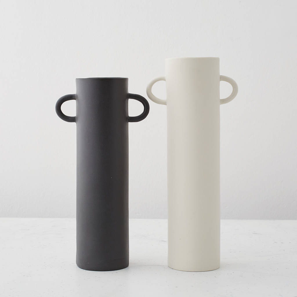 Cylindrical Vases With Handles, 1 of 6