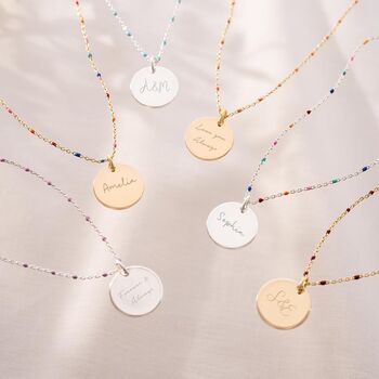 Disc And Enamel Chain Personalised Necklace, 2 of 12