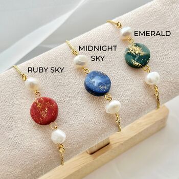 Clay And Freshwater Pearl Adjustable Handmade Bracelet, 2 of 10