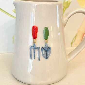 Ceramic Milk Jug With Embossed Gardeners Design, 8 of 9