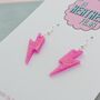 Neon Pink Glitter Lightning Bolt Earrings Small And Large, thumbnail 7 of 10