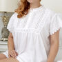 White Cotton Victorian Styled Pyjama Set, thumbnail 3 of 6