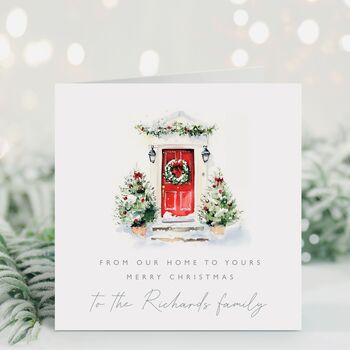 From Our Home To Yours Christmas Card | Door Colour Options, 3 of 4