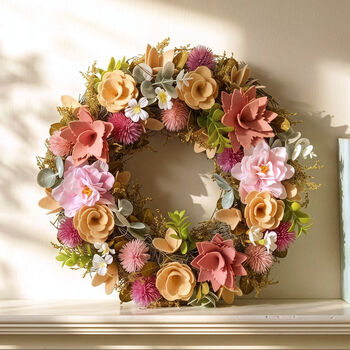Personalised Blush Meadow Floral Door Wreath, 4 of 6
