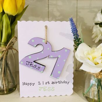Personalised 21st Birthday Card Wooden Number Gift, 4 of 4