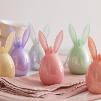 Six Pastel Glass Bunny Egg Decorations, 3 of 4
