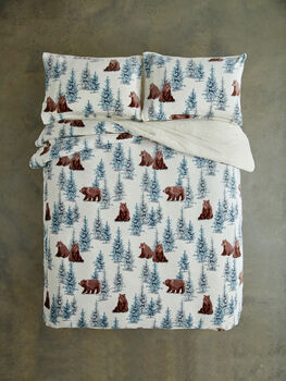 Winter Bears Fleece Duvet Cover Set Soft Printed Bedding With Zip Fastening, 2 of 4