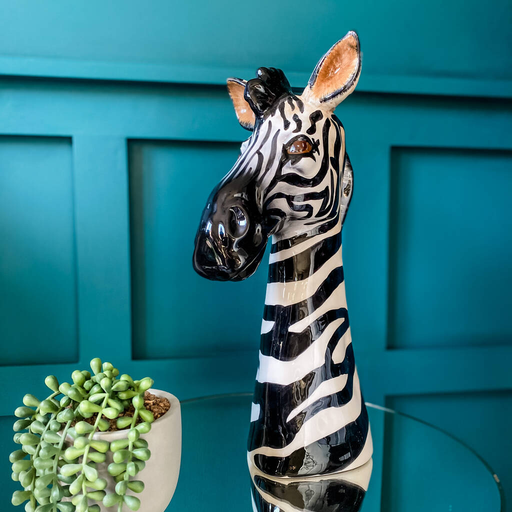 Zebra Head Ceramic Vase By Punk & Poodle