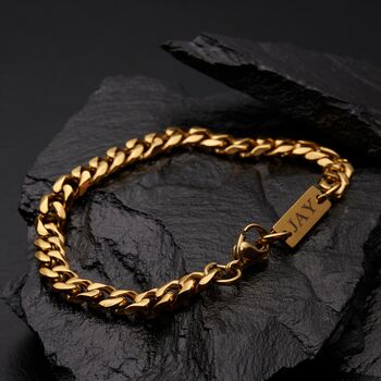 Gold Engravable 7mm Cuban Bracelet Unisex, 6 of 12