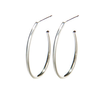 Silver Oval Hoop Earrings, 3 of 4
