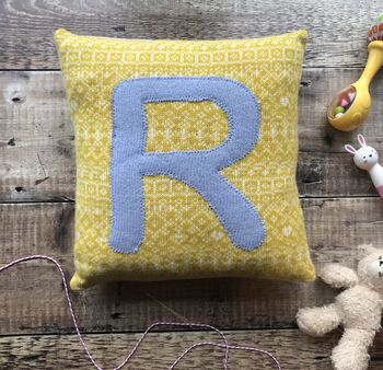 Handmade Soft Knitted Personalised Letter Cushion, 8 of 10
