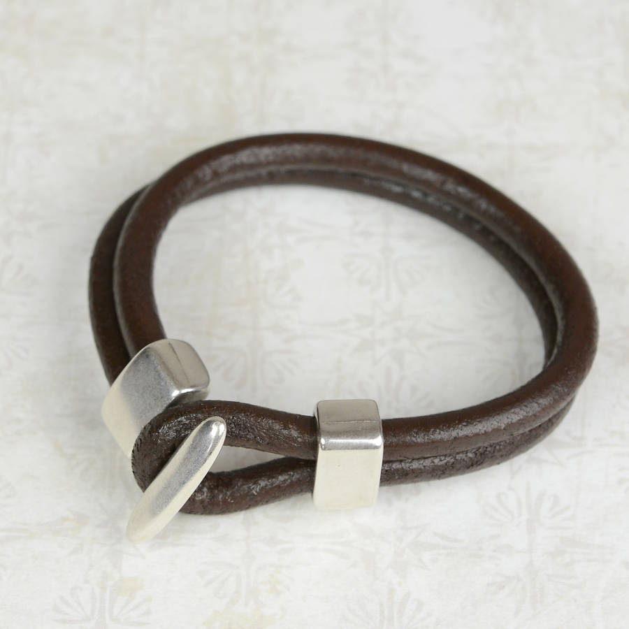 Plutus Silver Plated Leather Mens Bracelet By Bobby Rocks ...
