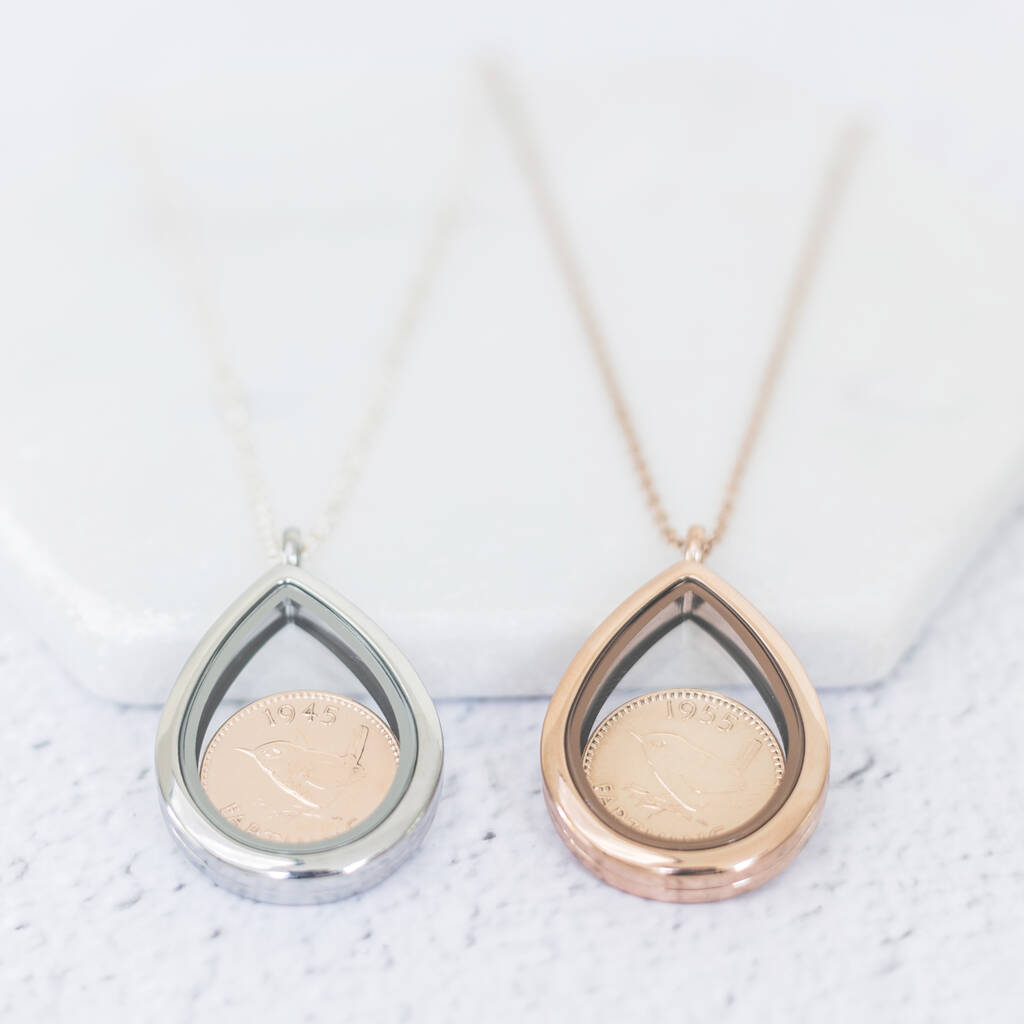 70th/ 80th Birthday Farthing Locket Necklace, 1 of 12