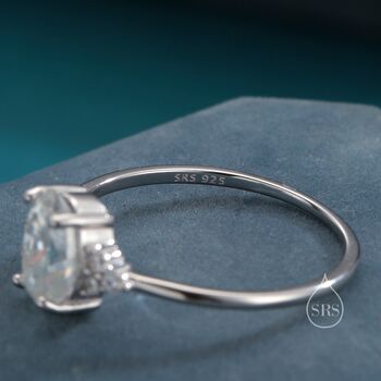 Sterling Silver One And A Quarter Carat Moissanite Oval Ring, 7 of 12