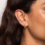 Orb Mini Silver Hoop Huggie Earrings In Sterling Silver, thumbnail 3 of 5