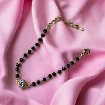 Black Crystal Beads Zircon Mangalsutra Nazar Bracelet, 7 of 8