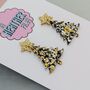 Black And Gold Glitter Christmas Tree Resin Earrings, thumbnail 3 of 4