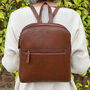 Dark Tan Genuine Leather Backpack, thumbnail 3 of 4