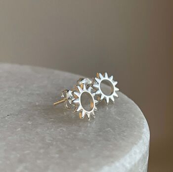 Sterling Silver Sun Studs, 2 of 8