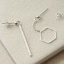 Sterling Silver Curated Ear Hexagon Earrings, thumbnail 4 of 5
