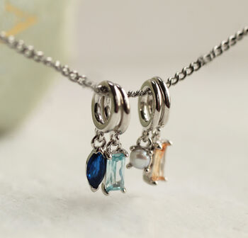 Sterling Silver Birthstone Charm Necklace, 2 of 10
