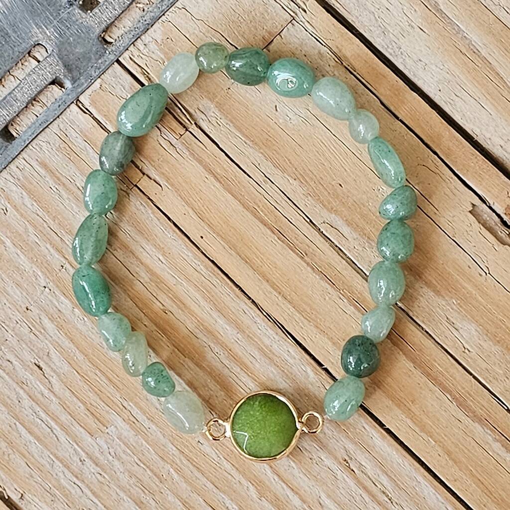 Semi Precious Green Stone Bracelet By Nest | notonthehighstreet.com