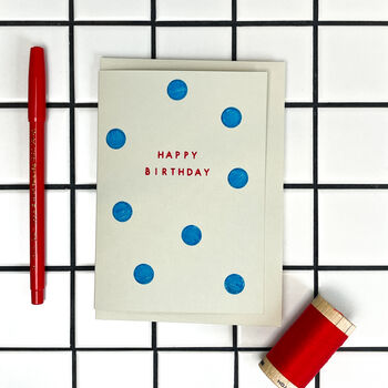 Polka Dot 'Happy Birthday' Hand Embroidered Card, 2 of 3
