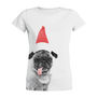 Womens Christmas Pug Organic Tshirt / Vegan Tshirt, thumbnail 1 of 2
