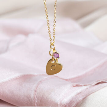 Personalised Heart Of Gold Birthstone Necklace, 2 of 8