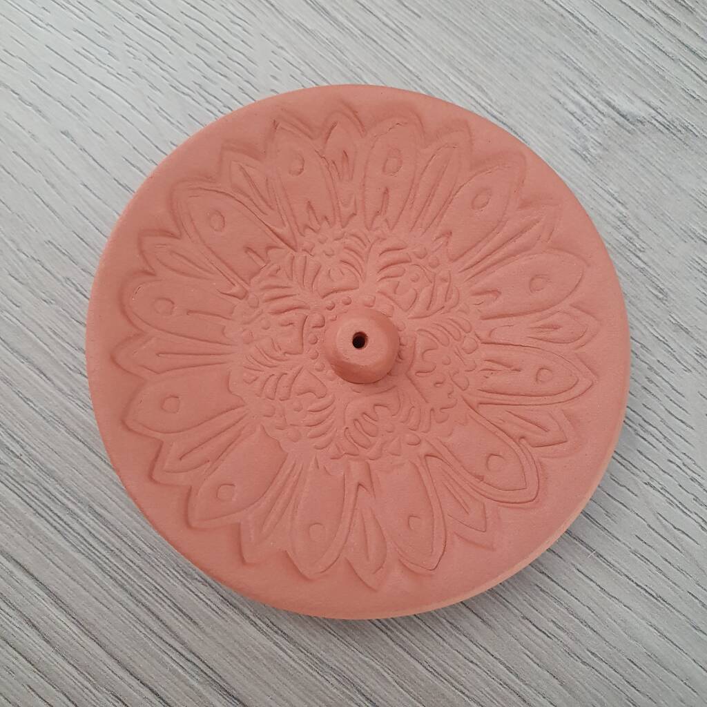Sunflower Design Terracotta Incense Burner By Made by Seema