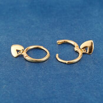 Gold Heart Charm Hoop Earrings, 4 of 7