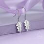 Sterling Silver Oak Leaf Drop Hook Earrings, thumbnail 1 of 10