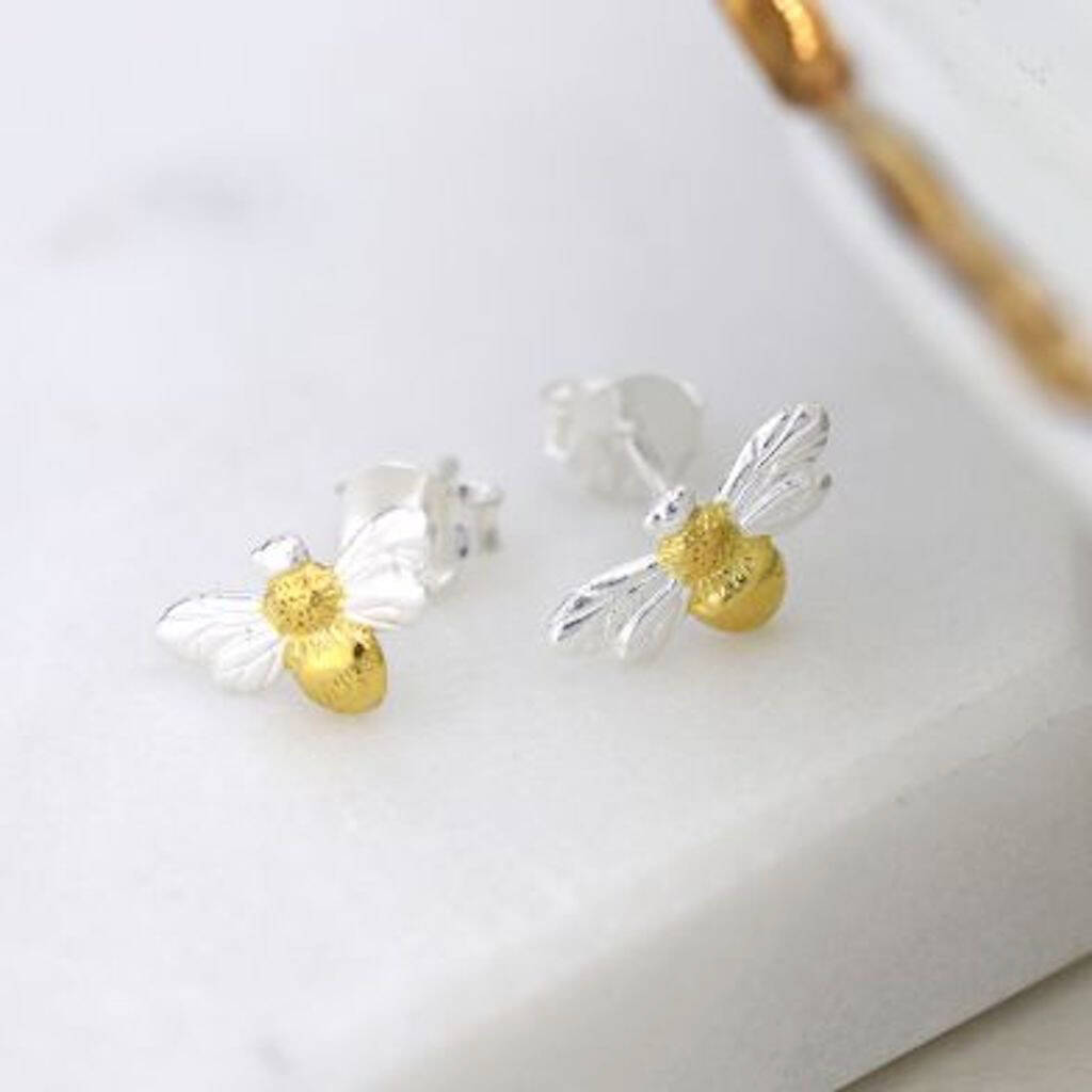 Sterling Silver Bee Earrings By Pink Pineapple Home & Gifts ...