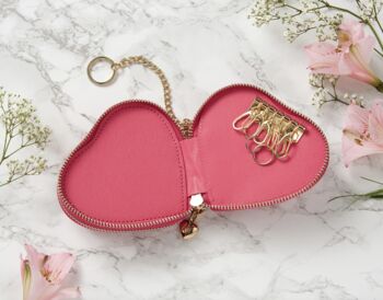 Personalised Leather Coin Purse Pink Heart, 2 of 3