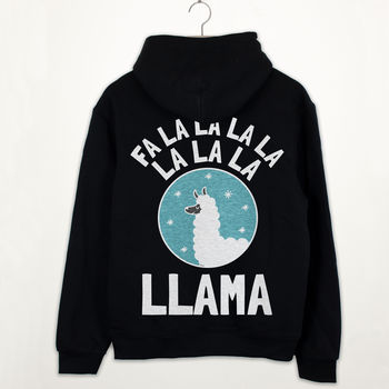 Fa La La Llama Premium Christmas Slogan Hoodie, 3 of 4