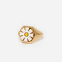 Signet Ring With Cute White Enamel Daisy Flower, thumbnail 1 of 4