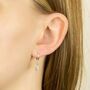 Sterling Silver Pink Chalcedony Huggie Hoop Earrings, thumbnail 2 of 7